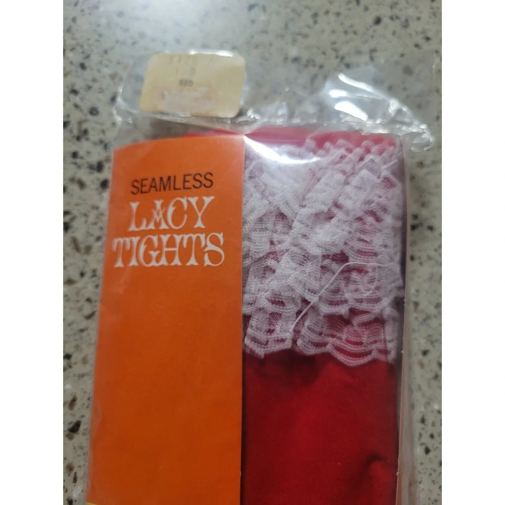 Vintage Toddler Lacy Bottom Frilly Stockings Tights Pantyhose SIZE 1-3 20-35 Lbs